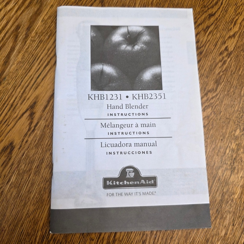 KitchenAid Hand Blender Instruction Manual KHB1231 KHB2351 W10416615A 2011
